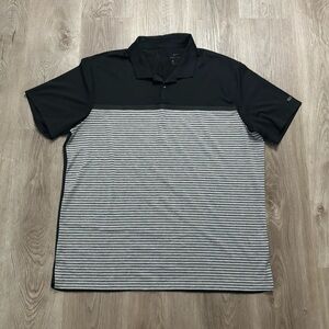Nike Black and Gray Striped Polo Shirt